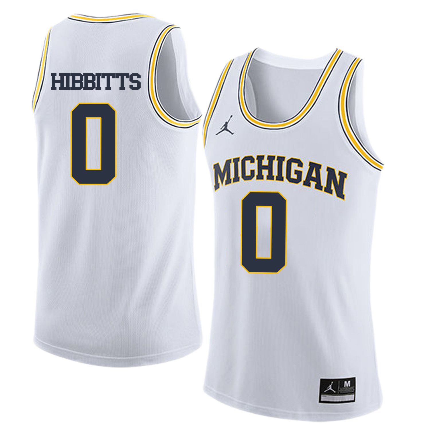 Men Jordan University of Michigan Basketball White #0 Hibbitts Customized NCAA Jerseys